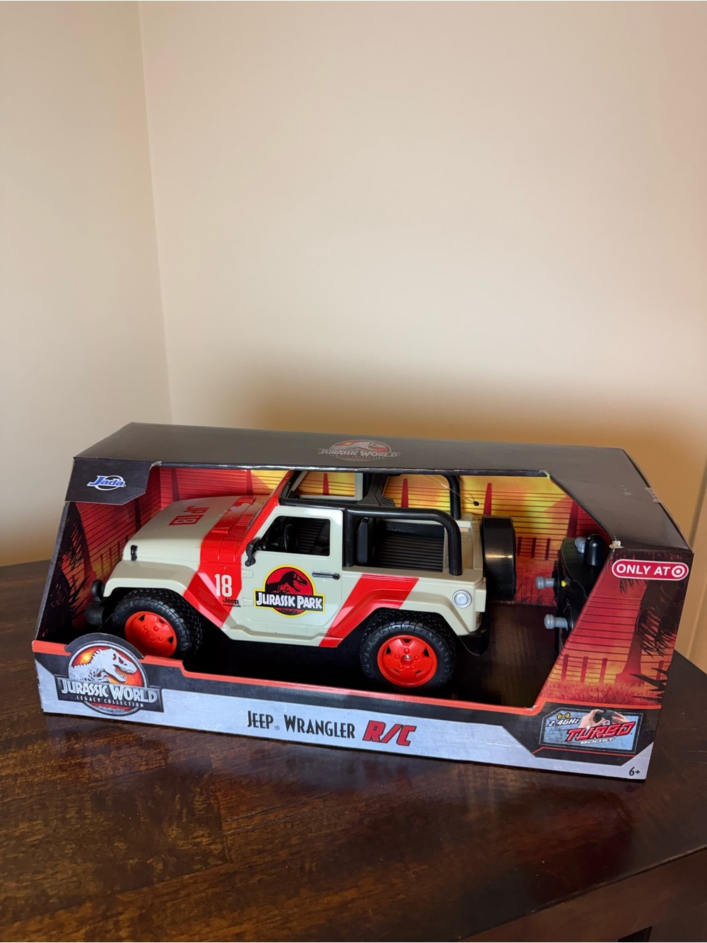 Jurassic World Red & Cream Jeep Wrangler R/C Toy